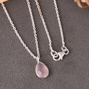 Handcrafted Natural Rose Chalcedony Necklace, Pink Chain Adjustable Necklace, 925 Sterling Silver Jewelry, Wedding Gift, Necklace For Bride