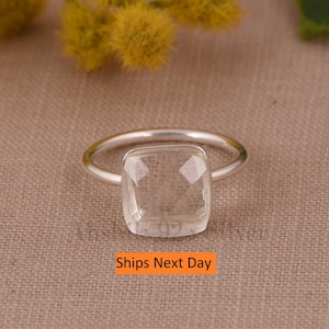 Crystal Quartz Ring, Clear Quartz Ring, Stacking Ring, Bridesmaid Ring, 925 Sterling Silver Crystal Quartz Ring, Engagement Ring For Women.