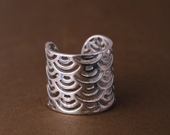 Adjustable Silver Filigree Ring, Chunky Ring, Boho Ring, Adjustable Open Ring, Vintage Ring, Thick Thumb Ring, Statement Rings for Women