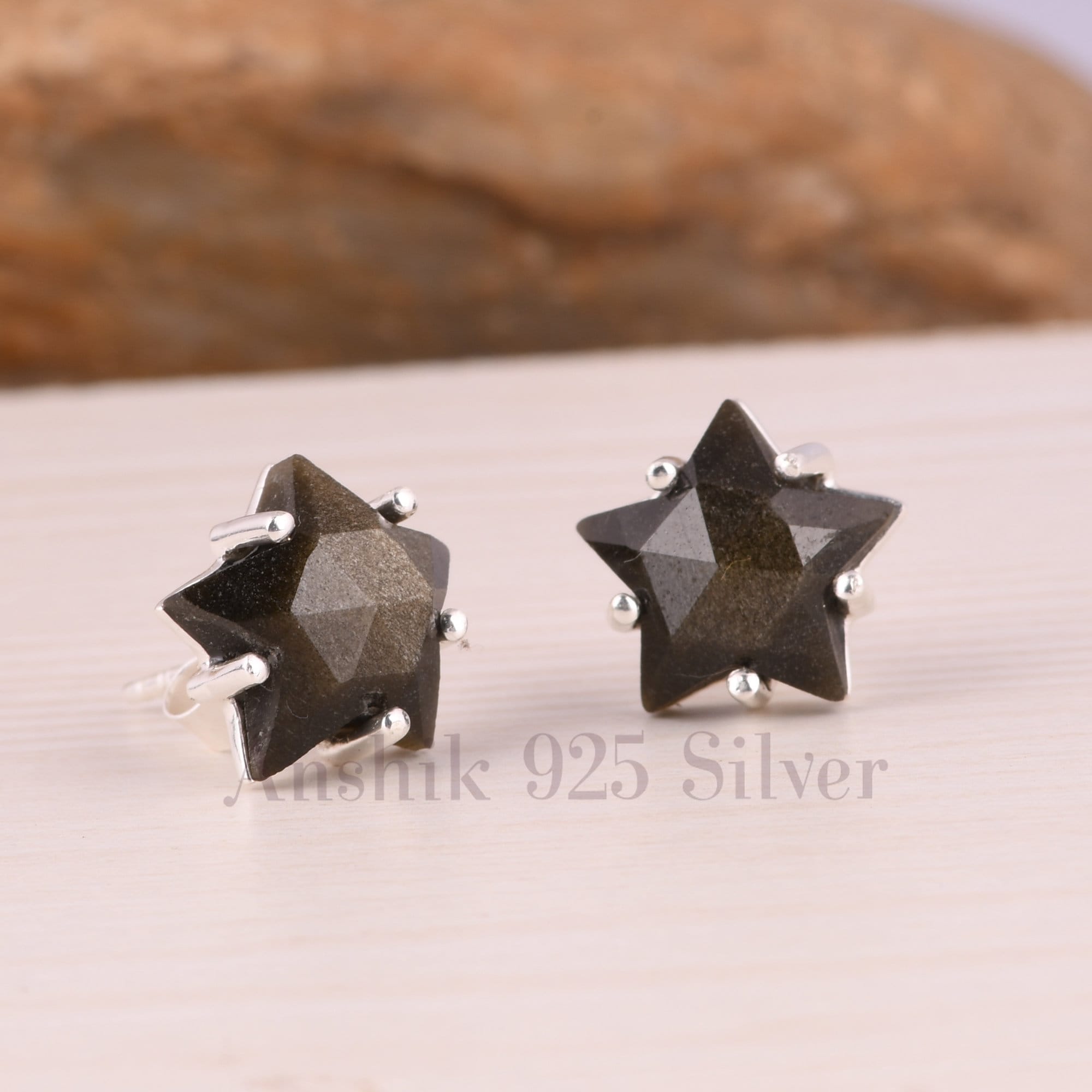 925 Sterling Silber Ohrringe Mit Obsidian | Runde Stecker Für Frauen - Elegant Für Hochzeiten & Besondere Anlässe