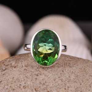 Chrome Diopside Gemstone, 925 Sterling Silver Ring, Oval Faceted Cut Stone Ring, Handmade Designer Silver Ring, Gifted Jewelry For Birthday.