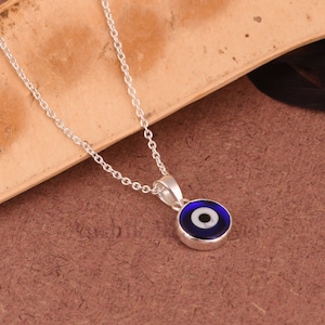 Silver Chain Evil Eye Necklace, Evil Eye Jewelry, Fine Jewelry For Women, Good Luck Necklace Gift, Colorful Necklace, Beautiful Necklace.