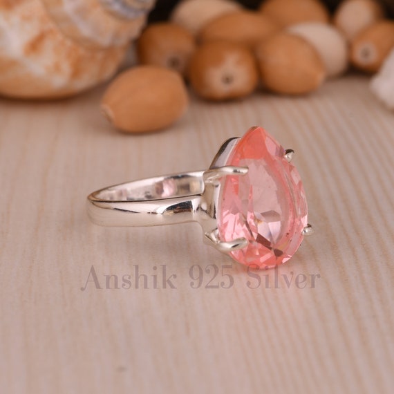Morganite Quartz Gemstone Ring Sterling Silver Doublet Quartz Morganite Ring Best Gift for Mother Wife Sister Valentine Gift for Crush. Etsy