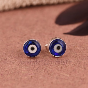 Eye Stud Earrings, Tiny Silver Stud, Evil Eye Earrings, Delicate Earrings, Protection Earrings, Minimalist Earrings, Gift For Her, Evil Eye.