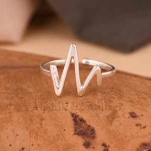 925 Solid Silver Heartbeat Ring, Lifeline Pulse Ring, Minimalist Heartbeat Ring, Minimal Silver Ring, Plain Heartbeat Silver Ring For Love.