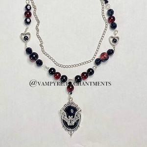 handmade black and red bat pendant necklace !!