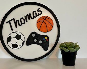 Personalized Kids Name Round Sign - Carved Painted - Birthday Gift Kids Room Home Decor