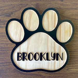 Carved Wood Dog Name Sign - Personalized Pet Paw Bone Gift, Custom Home Dog House Decor Housewarming Christmas Present