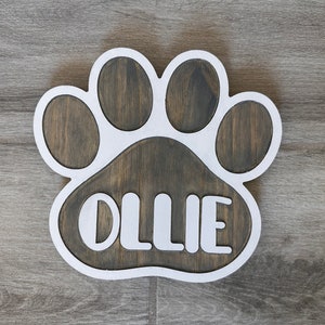 Carved Wood Dog Name Sign - Personalized Pet Paw Bone Gift, Custom Home Dog House Decor Housewarming Christmas Present