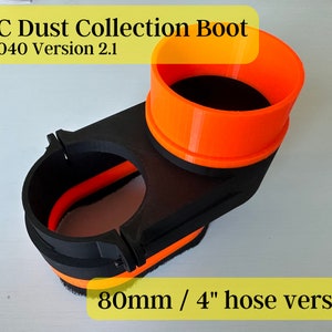 CNC Dust Boot MS8040, 80mm Body 4in Hose, 3D Printed CNC Dust Shoe for Dust Extraction during Carving