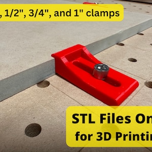 CNC Toe Clamps Low Profile, STL Digital File, 3D Printed CNC Down Side Pressure Clamps with Bolt Channels, Clamp Hold Down Wood Material