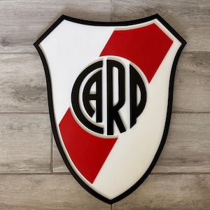 Wooden River Plate Club Crest, Soccer Football Futbol Emblem Logo, Argentina Copa Libertadores World Cup