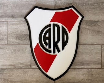 Wooden River Plate Club Crest, Soccer Football Futbol Emblem Logo, Argentina Copa Libertadores World Cup