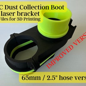 CNC Dust Boot with Laser MS6525L Digital STL Files, 65mm Body 2.5in Hose, 3D Printed CNC Dust Shoe for Dust Extraction during Carving