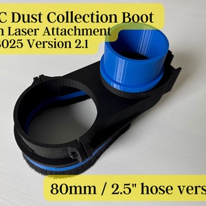 CNC Dust Boot with Laser Bracket MS8025L, 80mm Body 2.5in Hose, 3D Printed CNC Dust Shoe compatible with J Tech Lasers, Carve Laser