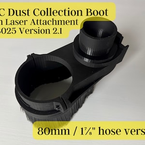 CNC Dust Boot with Laser Bracket MS8025L, 80mm Body 1-7/8in Hose, 3D Printed CNC Dust Shoe compatible with J Tech Lasers, Carve Laser
