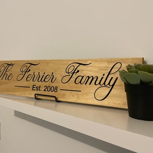 Personalized Family Last Name Established Sign - Carved Wood Stained Painted - Anniversary Wedding Valentines Housewarming Gift