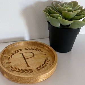 Personalized Monogram Catch All Tray - Carved Wood Stained - Birthday Christmas Wedding Gift