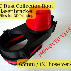 CNC Dust Boot with Laser MS6525L Digital STL Files, 65mm Body 1-7/8in Hose, 3D Printed CNC Dust Shoe for Dust Extraction during Carving
