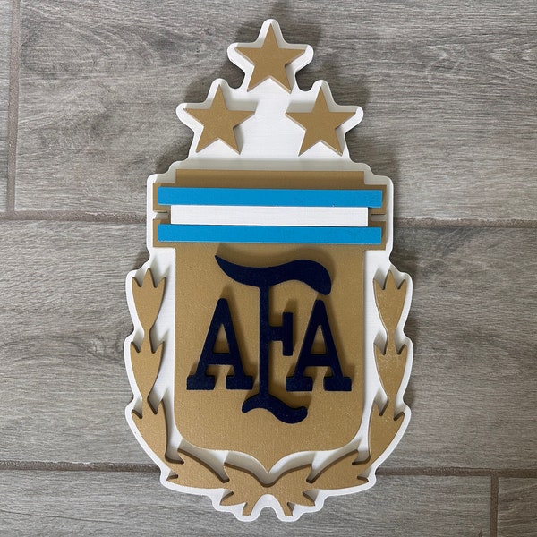 Wooden Argentina National Team Crest, Soccer Football Futbol Emblem Logo, World Cup Concacaf UEFA Copa America caf ofc afc