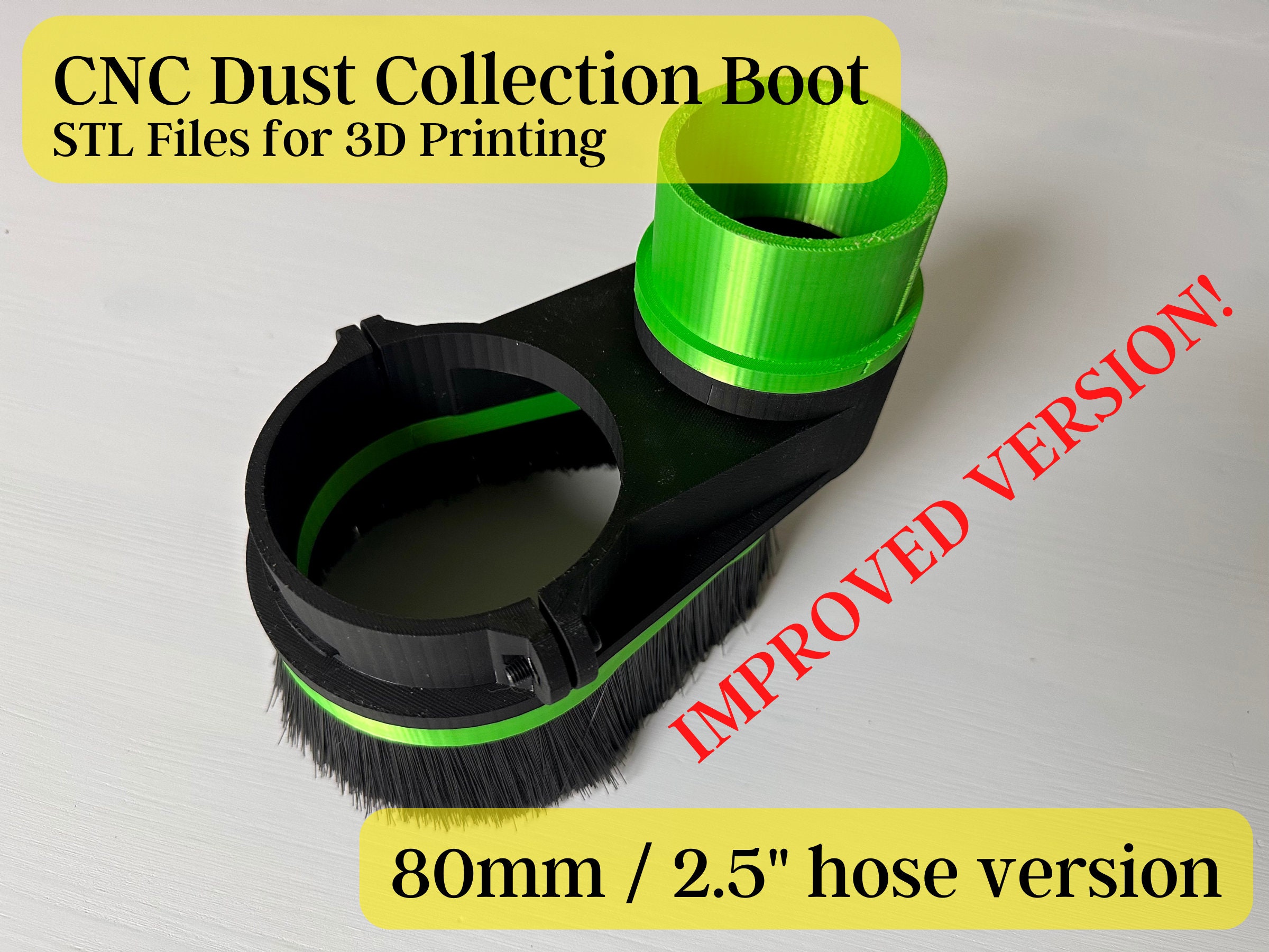 CNC Dust Boot MS8025 Digital STL Files, 80mm Body 2.5in Hose CNC Dust Boot MS8025 Digital STL Files, 80mm Body 2.5in Hose