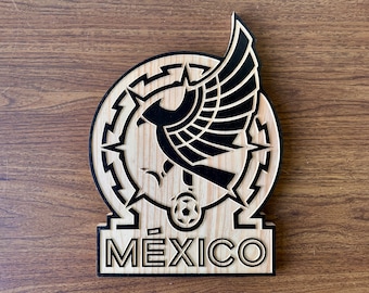 Wooden Mexico National Team Crest, Mejico Soccer Football Futbol Emblem Logo, World Cup Concacaf UEFA Copa America caf ofc afc