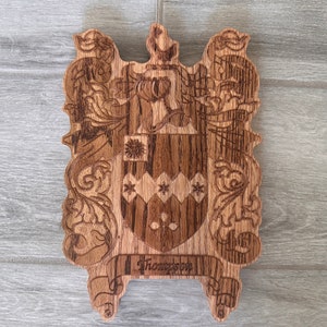 Personalized Family Crest Last Name Sign - Carved Wood Coat of Arms - Anniversary Wedding Valentines Housewarming Birthday Gift