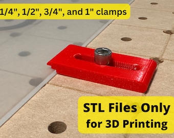 CNC Toe Clamps Low Profile, STL Digital File, 3D Printed CNC Down Side Pressure Clamps with Bolt Channels, Clamp Hold Down Wood Material