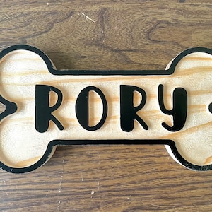Carved Wood Dog Name Sign - Personalized Pet Paw Bone Gift, Custom Home Dog House Decor Housewarming Christmas Present