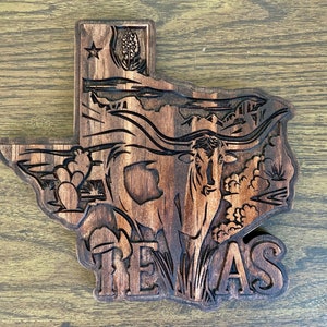 Geschnitztes Holz Texas State Wall Art, Familie Reise Urlaub Souvenir Geschenk, Jahrestag Weihnachten Holz Schild Schild Home Office Dekor