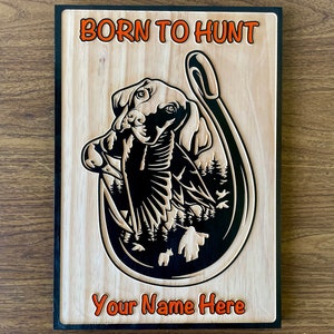Carved Wood Hunting Fishing Sign, Custom Personalized Hunting Fishing Gift Wall Art, Outdoors Dog Deer Duck Fish Bass Gift for Men Him Her