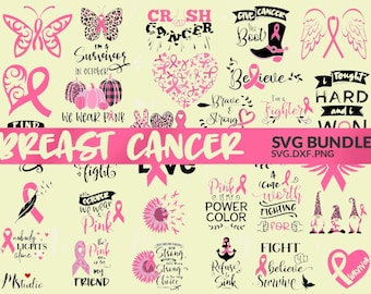 Breast Cancer SVG Bundle, Cancer SVG, Cancer Awareness, Instant Download, Ribbon,Breast Cancer Shirt, cut files, Cricut, Silhouette