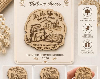 Pioneer School 2026 Wooden Pin | Escuela de Precursores 2026 Gift | Engraved Wood Lapel Pin | JW Pioneer Gift