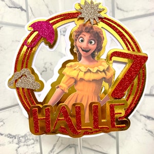 Personalised Birthday Glitter Cake Topper Pepa Encanto Inspired