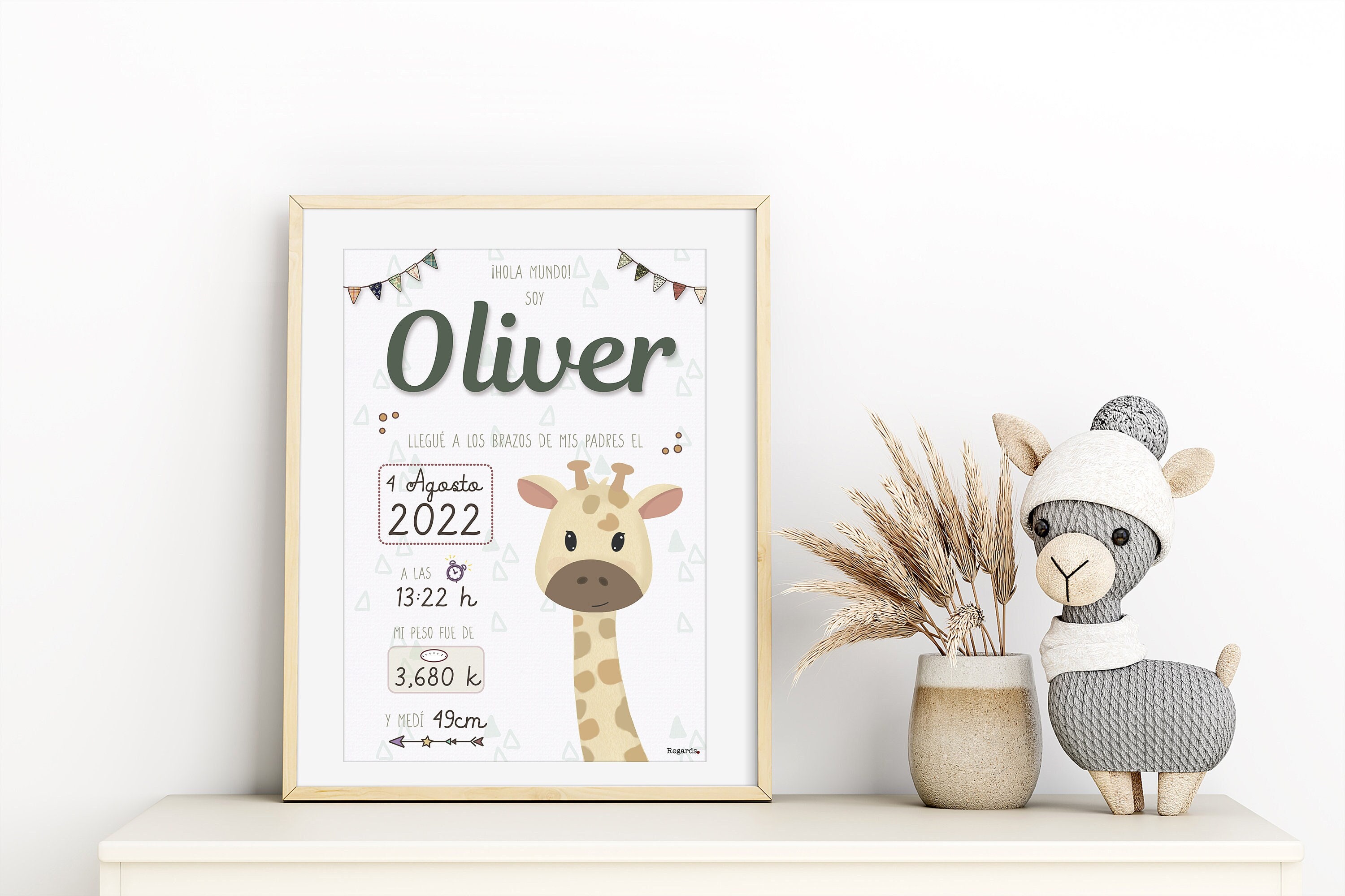 Lienzo Decorativo Personalizado Orgulloso PAPÁ de (nombre del bebé) desde  (año de nacimiento) - Lullaby Bebe