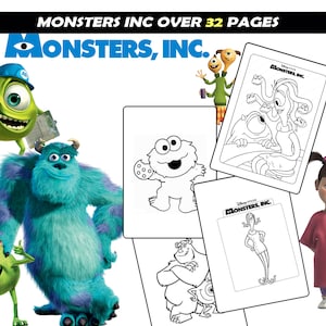 Hojas para colorear de monstruos para niños, Libro para colorear de dibujos animados para niños, Descarga instantánea y páginas para colorear imprimibles para niños y niñas