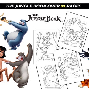 Dschungelbuch Malvorlagen für Kinder, Mowgli, Balu, Bagheera druckbare Cartoon Charakter Malvorlagen für alle Altersgruppen, Instant Download