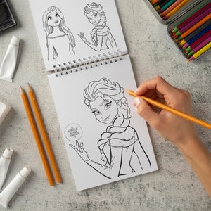 Elsa Anna Olaf Kleurplaten voor meisjes, Frozen cartoon kleurboek voor kinderen, Instant Download afdrukbare kleurplaten voor kinderen afbeelding 10