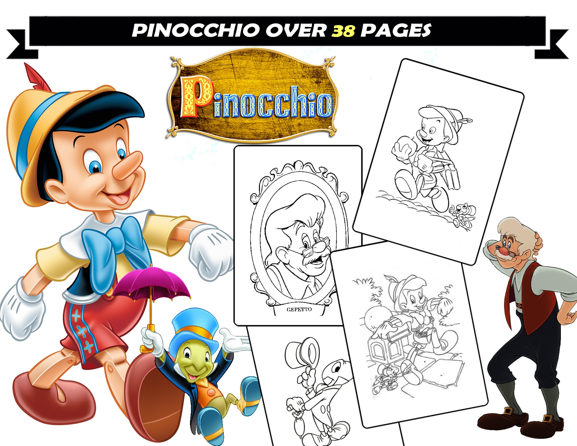 Pinocchio And Jiminy Cricket Coloring Pages