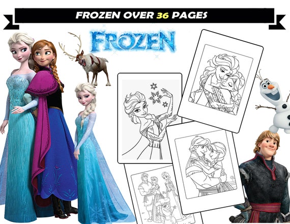 Elsa Anna Olaf Coloring Pages for Girls, Frozen Cartoon Coloring