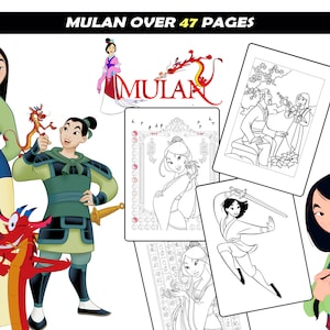 Fa Mulan Printable Coloring sheets for children Mushu, Mulan coloring pages for kids, Instant Download cartoon characters printable coloring