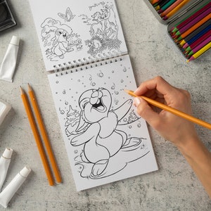 Bambi en Thumper Kleurplaten printbare pagina's voor meisjes, Forest stripfiguren Print om in te kleuren, Instant Download vellen om in te kleuren afbeelding 5