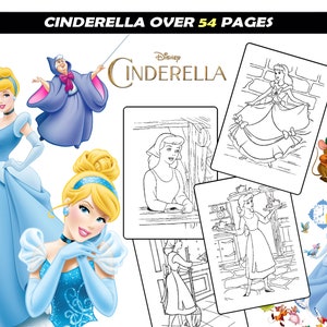 Princess and Prince Coloring Book for children Cinderella, Anastasia, Fairy Godmother cartoon characters printable coloring pages for girls