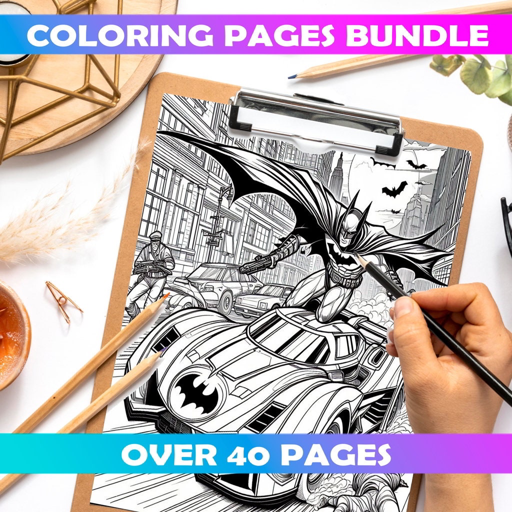Batman Superhero Coloring Cartoon Characters, Printable Coloring Book