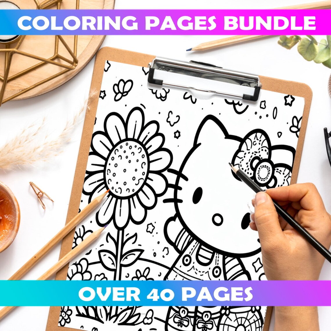 Kitty Coloring Cartoon Characters, Printable Coloring Book for Children ...