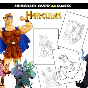 Libro para colorear de Hércules y Megara para niños, dibujos para colorear de Hades y Zeus imprimibles, hojas para colorear de personajes de dibujos animados Descarga instantánea