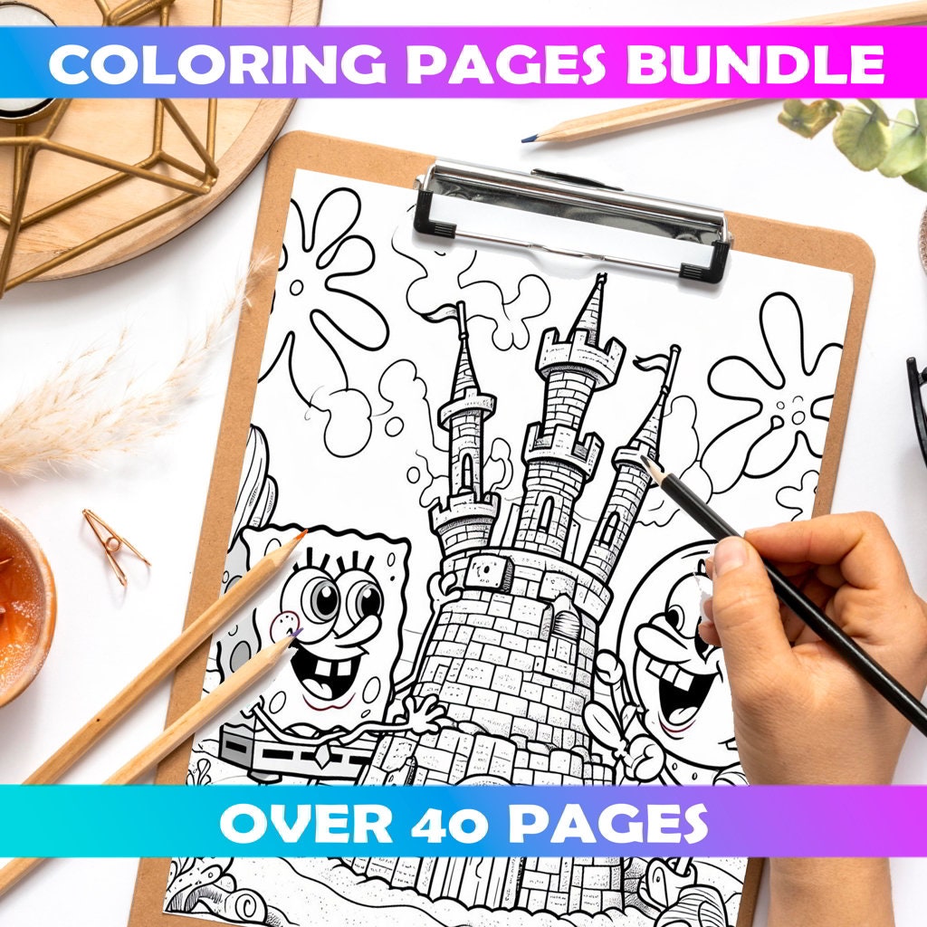Sponge Coloring Cartoon Characters, Printable Coloring Book for ...