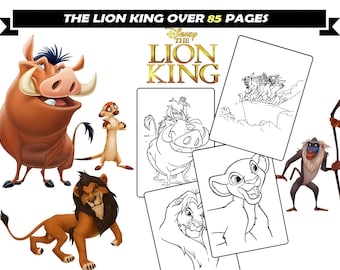 The Lion King Coloring Book for Children, Timon, Pumba, Simba cartoon coloring pages, Instant Download coloring sheets for boys and girls