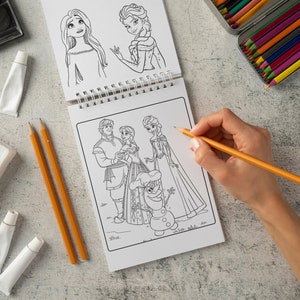 Elsa Anna Olaf Kleurplaten voor meisjes, Frozen cartoon kleurboek voor kinderen, Instant Download afdrukbare kleurplaten voor kinderen afbeelding 2