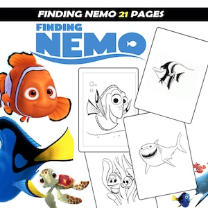 Nemo & Dory cartoon characters Coloring Pages for children, Printable Coloring book for children, Instant Download Nemo coloring sheets